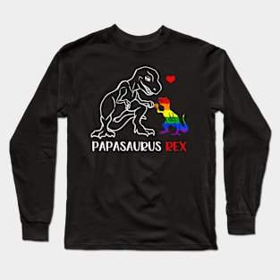 Papasaurus Rex T Rex Dinosaur Proud Dad LGBT Pride Long Sleeve T-Shirt